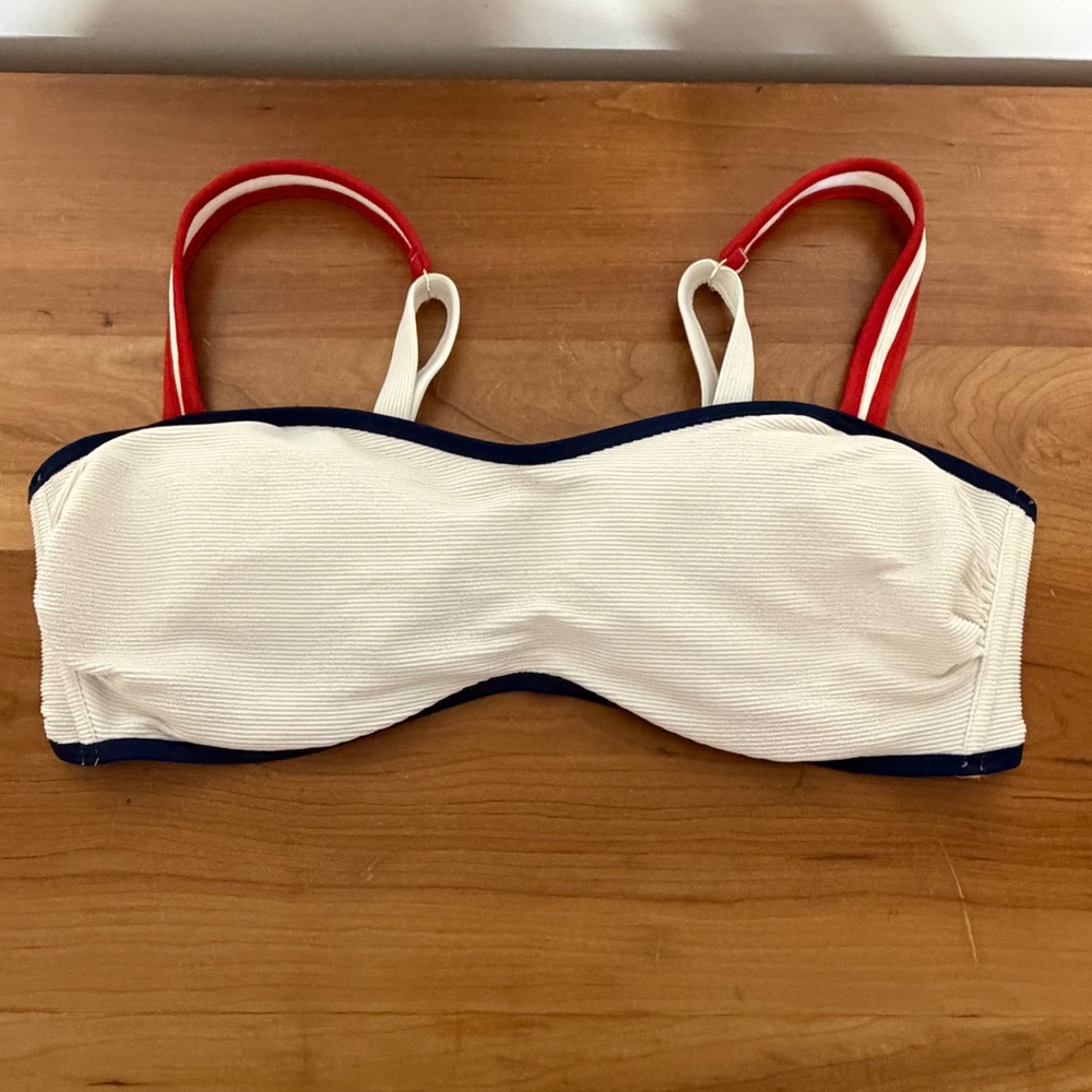 Shade & Shore Nautical Ribbed Bikini Set Red White Blue 38DD Large - Picture 5 of 8